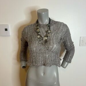 Zara Grey Distressed Mesh Crop Top❤️M